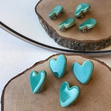 Брошь ручной работы Партала керамика «Сердце Тиффани», фото 3.