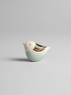 Брошь ручной работы «Снегирь», бело-голубая, керамика