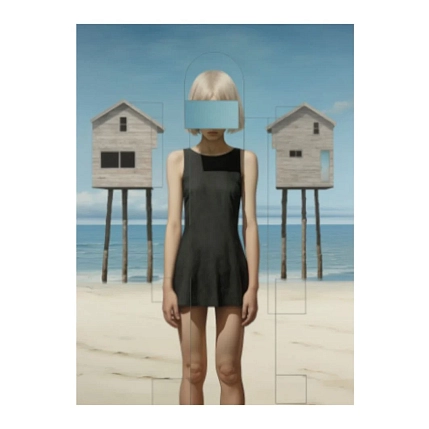 3D Стикер на телефон «Девушка», голубой, объёмный, фото 1.