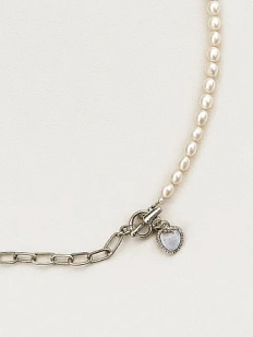 Колье ручной работы «Dani», родированная латунь, речной жемчуг