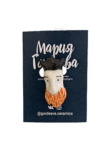 Брошь ручной работы Мария Гордеева «Бородатый король», керамика