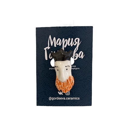 Брошь ручной работы Мария Гордеева «Бородатый король», керамика, фото 1.