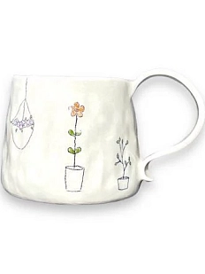 Кружка ручной работы «Цветы в горшочках», керамика, 400 мл