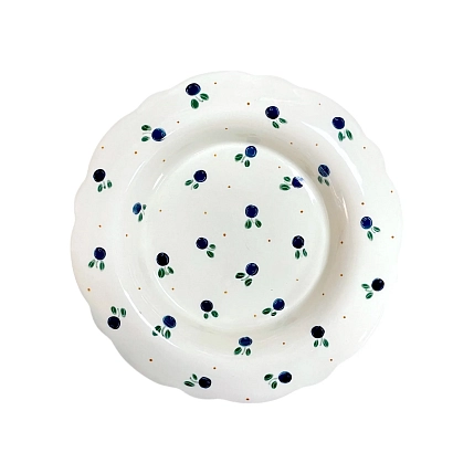 Тарелка глубокая ручной работы Чашки и поцелуи «Черника», полуфарфор, 20 см, фото 1.