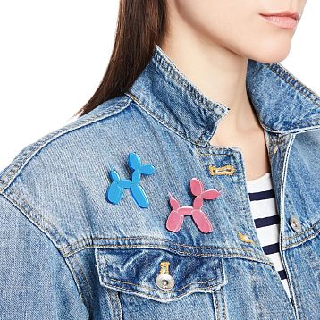 Брошь «Собака из воздушных шариков», розовая, оргстекло, фото 4.