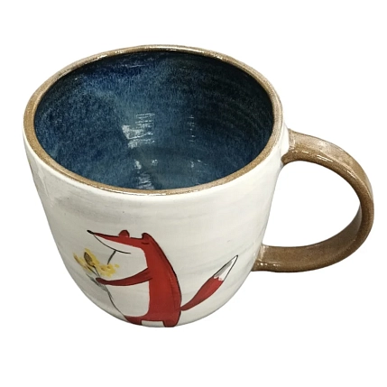 Кружка ручной работы Ким керамика с росписью Лис с мимозой, керамика, 450 мл, фото 6.