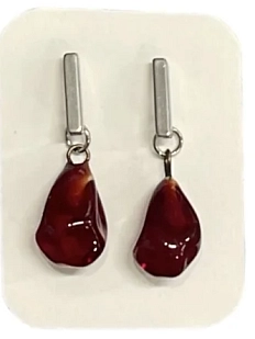 Серьги-гвоздики Керко гранат, стекло