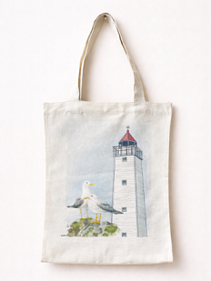 Сумка шоппер «Чайки и маяк», белый