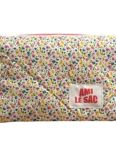 Косметичка ручной работы АМИ (Ami lé sac) «Moyen», цветы, белая