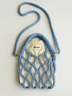 Авоська вязаная ручной работы, нежно-голубая