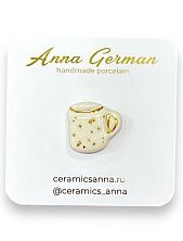 Брошь ручной работы Анна Герман «Кружка в точку», фарфор