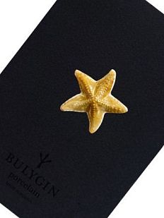 Брошь ручной работы Bulygin «Морская звезда», фарфор, бело-золотистая
