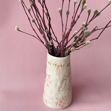 Ваза ручной работы «Цветочки и бантики», керамика, фото 3.