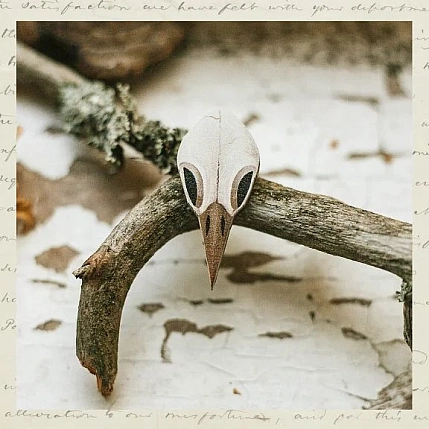 Деревянная брошка «Птичий череп», фото 4.