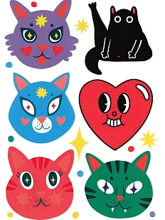 Временные тату Валя Карнавалова «Котики», А6, 6 наклеек