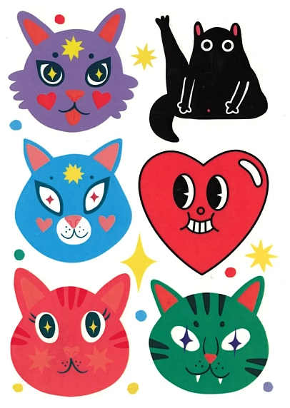 Временные тату Валя Карнавалова «Котики», А6, 6 наклеек, фото 1.