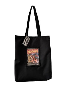 Сумка шоппер Интроверт с вертикальным карманом и открыткой «Криминальное чтиво», чёрный