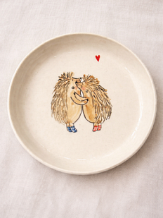 Тарелка ручной работы НАДО ЖЕ с росписью «Ёжики», белая, керамика, 19 см