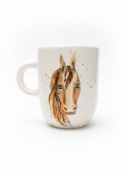 Кружка ручной работы «Лошадь», керамика, 400 мл, фото 1.