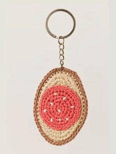 Вязаный брелок, обвес на сумку DARI DARI «Бутерброд с колбасой», бежевый, 7 см
