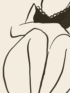 Постер интерьерный DARI DARI «Силуэт девушки в черном белье», А4