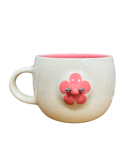 Кружка ручной работы «Грудь с цветочком», 380 мл, фото 1.