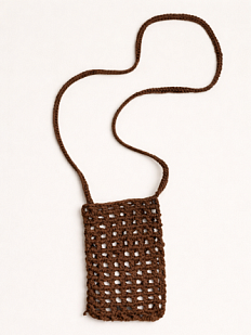 Сумка для телефона вязаная, коричневая