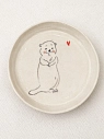 Тарелка ручной работы НАДО ЖЕ с росписью «Выдра», белая, керамика, 14 см, превью фото 1