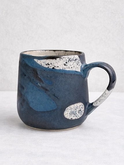 Кружка ручной работы Тата вытворяет/NF ceramics «Люблю раннее утро», круглая, бирюзовая, керамика, 400 мл, фото 2.