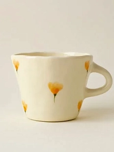 Чашка для чая ручной работы Цветы оранжевые, керамика, 250 мл