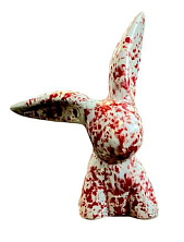 Статуэтка ручной работы Кролик, красно-бежевая, керамика