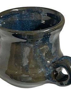 Кружка ручной работы Котелок, синяя, керамика, 200 мл