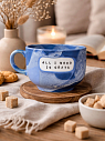 Кружка ручной работы NF ceramics «All i need is спать», синяя, керамика, 600 мл, превью фото 2