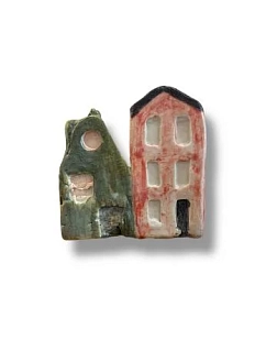 Брошь ручной работы Катя Вебер «Домики», керамика