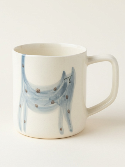 Кружка ручной работы Донышко-горлышко «Кот Краш Сизый», белая, керамика, 400, фото 1.