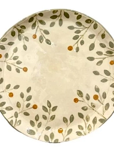 Тарелка ручной работы Малёма с росписью «Веточки», керамика, 23 см