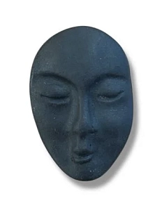 Брошь ручной работы КерамЕлКа «Лицо большое», чёрная, матовая, фарфор