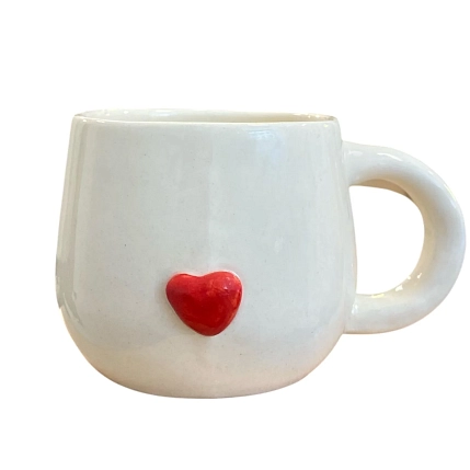 Кружка ручной работы Катя Вебер с сердечком «Мост», белая, керамика, 170 мл, фото 3.