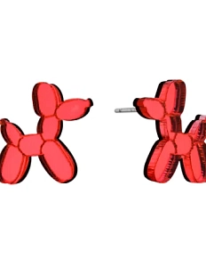 Серьги-гвоздики Monolama «Собаки из шариков», оргстекло, красные