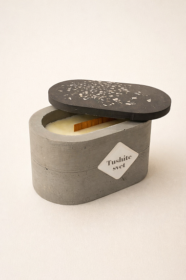 Интeрьерная свеча «Морская соль и орхидея», соевый воск, большая, фото 1.