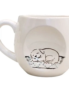 Кружка ручной работы Спящий пёсик, керамика, 300 мл