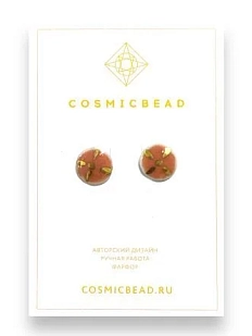 Серёжки-гвоздики круглые из фарфора, пудрово-розовые