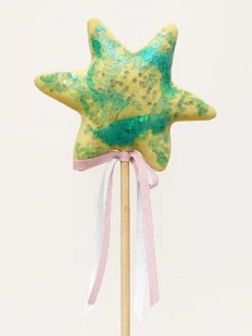 Волшебная палочка БУКА, жёлтая с голубыми пайетками, 25 см