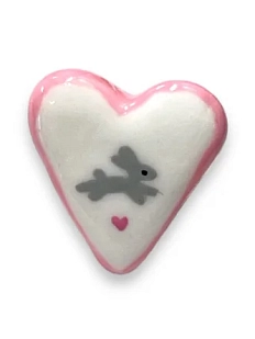 Кольцо ручной работы Радость Рядом в форме сердца «Серый зайка», полимерная глина, незамкнутое