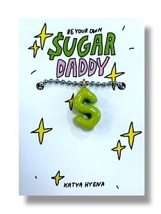 Подвеска Катя Гиена на цепочке ручной работы «Sugar Daddy», салатовый, керамика
