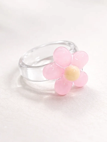 Кольцо ручной работы ПетПоллиПокет Цветок, полимерная глина, фото 1.