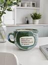Кружка ручной работы Тата вытворяет/NF ceramics «Постоянно хочется целоваться и денег», зеленая, керамика, 600 мл, превью фото 4