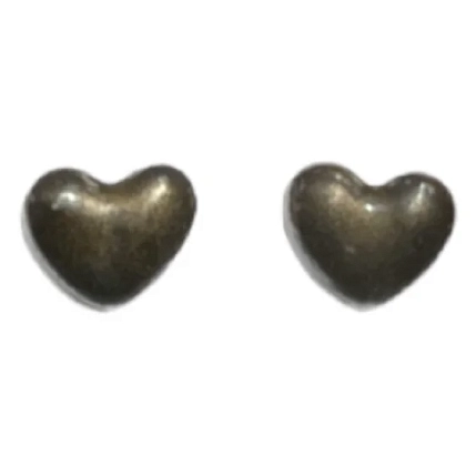 Серёжки-гвоздики КерамЕлКа «Сердечки металлик», керамика, фото 1.