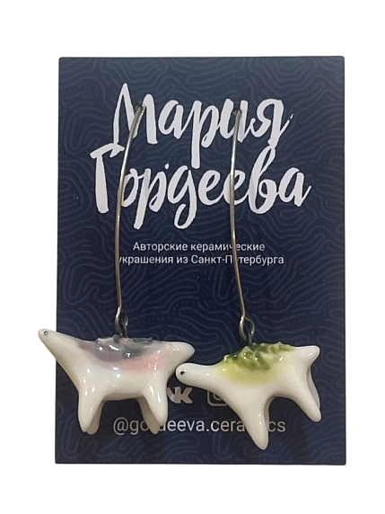 Серьги Мария Гордеева «Динозаврики», керамика, фото 2.