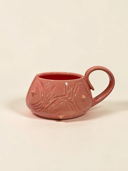 Кружка ручной работы гладкая с шипами, розовая, керамика, 250 мл, фото 1.